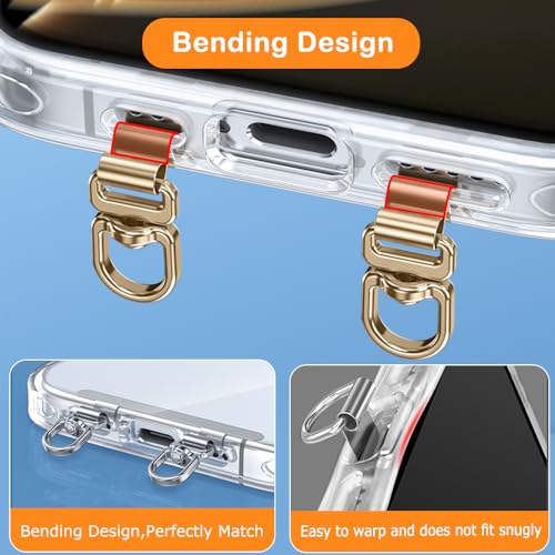Two Hanging Ring Phone Tether Tab,360° Rotatable Ultra-thin 0.2mm Bending Design Universal Stainless Steel Phone Lanyard Metal Patch (L) - color: L