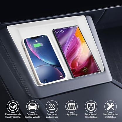 frani Wireless Charging Pad Cover for 24-27 Tesla Model 3 Highland - color: White, size: Model 3 Highland 2024-2026