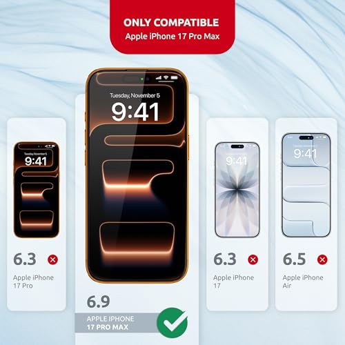 Screen Protector for iPhone 17 Pro Max – MagicBox (2 PACK) Tempered Glass Screen Protector iPhone 17 Pro Max (2 Pcs) Edge-to-Edge Protection with 2 Applicators, 9H Hardness, Oleophobic Coating - size: for iPhone 17 ProMax