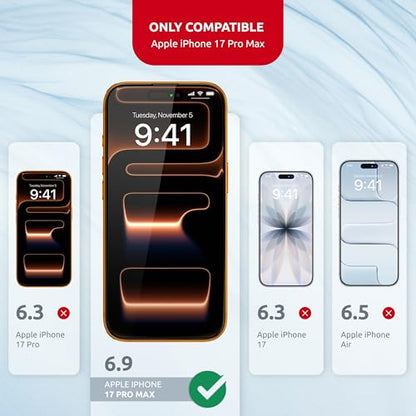 Screen Protector for iPhone 17 Pro Max – MagicBox (2 PACK) Tempered Glass Screen Protector iPhone 17 Pro Max (2 Pcs) Edge-to-Edge Protection with 2 Applicators, 9H Hardness, Oleophobic Coating - size: for iPhone 17 ProMax