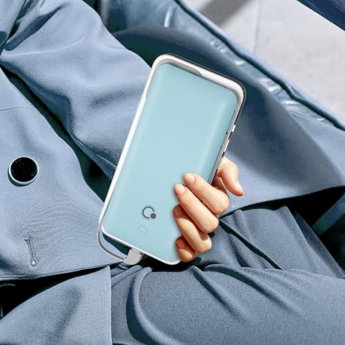 Portable Charger with Built-in Cables and AC Wall Plug, USB C External Battery Pack, 10000mAh Travel Essentials Power Bank Compatible with iPhone17/16/15/14/13, Samsung Galaxy, Pixel,Tablet and More - color: Light Blue