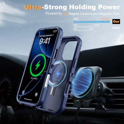 Follaroma for iPhone 16 Pro Case,Magnetic,Heavy Duty Case,6.3'',Navy - color: Navy, size: iPhone 16 Pro 6.3''