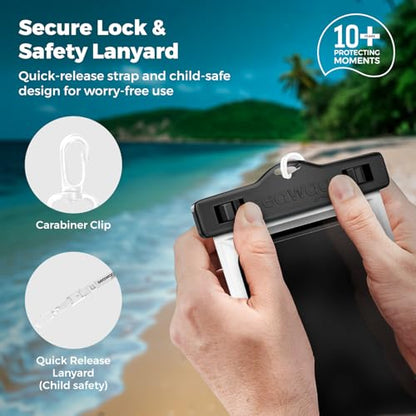 SEAWAG Next Waterproof Phone Pouch, IPX8 Dry Bag for iPhone 16 15 14 13 Pro Max & Samsung Galaxy S25 S24 — Underwater Case, Full Touchscreen, Lanyard, Beach Pool Snorkeling, 1 Pack Black - color: 1Pack Black