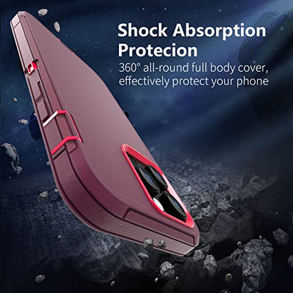 Sansunto for iPhone 13 Pro Case, Durable Phone Case for Women, Heavy Duty [Shockproof] [Dropproof] [Dustproof] Protective Phone Cases for iPhone 13 Pro in 6.1 Inch (Burgundy/Peach) - color: Burgundy/Peach