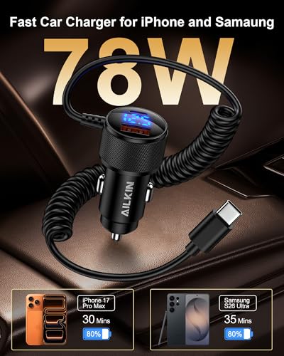 78W USBC Cigarette Lighter Car Charger Fast Charging Adapter for Galaxy S26