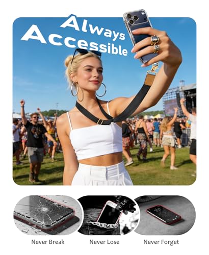 Yonlevres Phone Lanyard Crossbody Strap Wrist Neck Adjustable Women Black - color: 0 Black