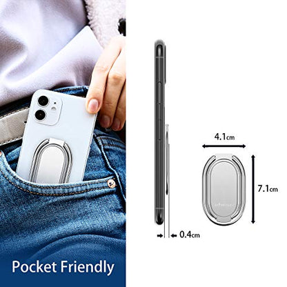 Phone Ring Holder Finger Kickstand 360°Rotation Cellphone Back Grip Foldable Cell Phone Stand for Desk Compatible with iPhone iPad Smartphones Tablets (Silver) - color: Silver