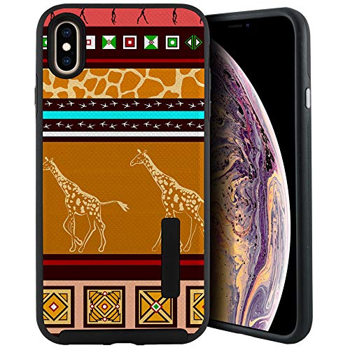 CasesOnDeck Case Compatible with [Apple iPhone X | iPhone Xs][Grip Tactical] iPhone Xs Hybrid Bump and Drop Protection Case Slim Fit Dual Layer Cover (Giraffe Tribal) - color: Giraffe Tribal