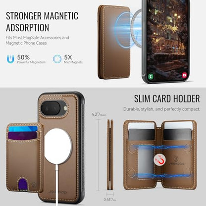 Wallet Case for Google Pixel 10a Compatible with MagSafe for Men Women, 2 in 1 Detachable Magnetic Phone Case with Card Holder Kickstand RFID Blocking for Pixel 10a (Brown) - color: Brown
