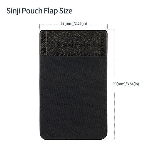 Sinjimoru Card Holder for Back of Phone, Stick on Phone Wallet, Black - color: Black