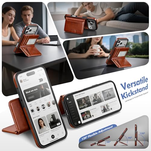 Antsturdy Compatible with MagSafe iPhone 17 Pro Max Wallet Case,Brown | 2 in 1 Detachable Magnetic,Credit Card Holder Slots,RFID Blocking,PU Leather,Kickstand,Flip Folio Phone Cover for Men & Women - color: Brown, size: iPhone 17 Pro Max - 6.9"
