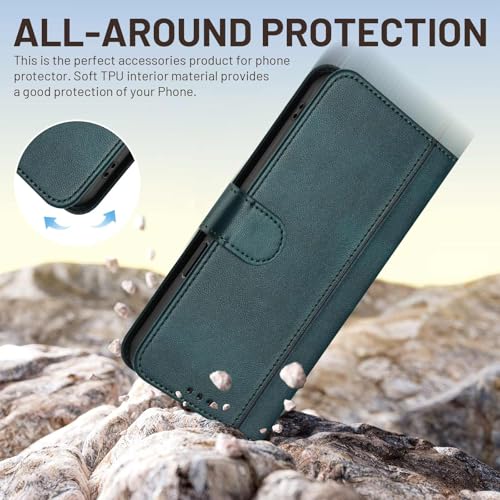 for Galaxy A17 5G Phone Case Wallet and Wrist Strap (Green) | Card Holder Slots, PU Leather, Flip Cover, Magnetic Closure, Kickstand, Folio Protective, for Samsung A17 Case - color: Green