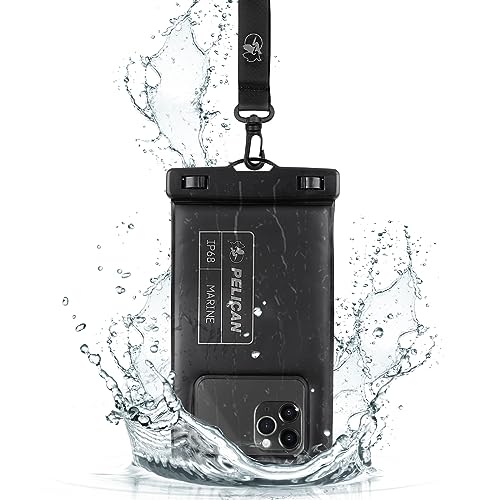 Pelican Marine Waterproof Phone Pouch (Regular) - Stealth Black | Touchscreen IP68 Floating Waterproof Phone Case w/Detachable Lanyard - Fits All Phones - Beach Cruise Ship Travel Essentials - color: Stealth Black - 1 Pack - Regular, size: Regular, style: