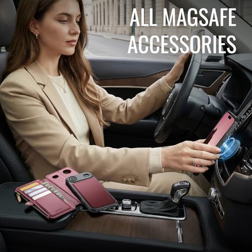 for iPhone 17 Air - Phone Case Wallet Magnetic Detached, Burgundy - color: Burgundy, size: iPhone Air