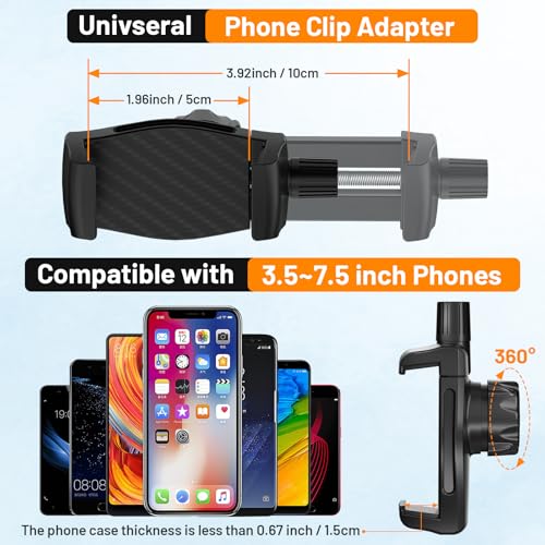 Flexible Phone Holder for Treadmill |Stroller |Wheel |Chair Pole |Stick |Rod |Tube |Shelf | Railing |Cart,35.4" / 90 cm Gooseneck Arm Mount,Compatible with 3.5~7.5" iPhone/LG/Galaxy Smartphone