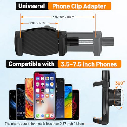 Flexible Phone Holder for Treadmill |Stroller |Wheel |Chair Pole |Stick |Rod |Tube |Shelf | Railing |Cart,35.4" / 90 cm Gooseneck Arm Mount,Compatible with 3.5~7.5" iPhone/LG/Galaxy Smartphone