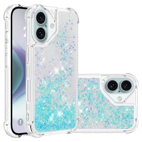 for iPhone 17 Case Glitter Cute Liquid Star Blue YB | Phone Case for Girls Women,Bling Sparkly,Floating Quicksand,Soft TPU Clear,Shockproof Protective,Bumper Durable - color: Blue, size: iPhone 17