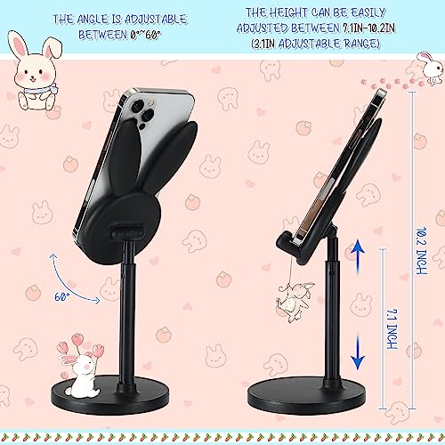 Kathfly 2 Pack Cute Phone Stand for Desk, Black and Milky White, Rabbit - color: Black and White, style: Rabbit