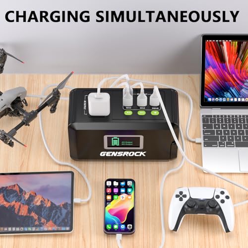 GENSROCK Portable Power Station 120W, Power Bank with AC Outlet 24000mAh - color: Black Green