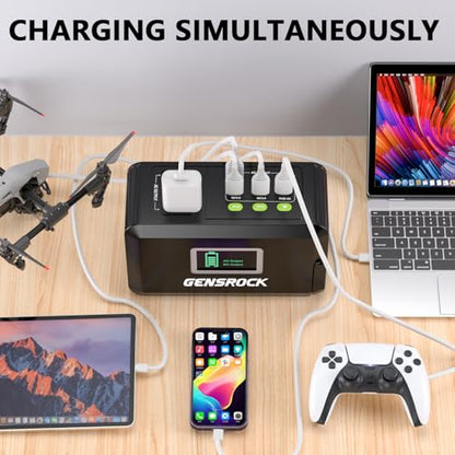 GENSROCK Portable Power Station 120W, Power Bank with AC Outlet 24000mAh - color: Black Green