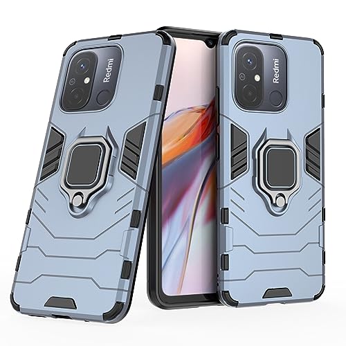 Max Power Digital Magnet Case for Xiaomi Redmi 12c Shockproof Hard Phone Cover with Grip, Metal Ring Kickstand Bumper Shell [Compatible with Magnetic Car Mount] (Navy) - color: Navy, size: Xiaomi Redmi 12c