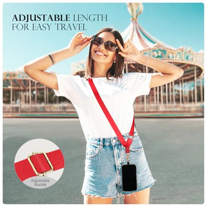 TiMOVO Phone Lanyard Crossbody Wrist Strap, Adjustable Anti-Theft Strap for Smartphone Case - color: Red