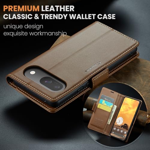 Wallet Case for Google Pixel 10/Google Pixel 10 Pro, Magnetic Flip Case with RFID Blocking Card Holder Kickstand for Women Men, Shockproof Durable Protective Phone Cover (Brown) - color: Brown
