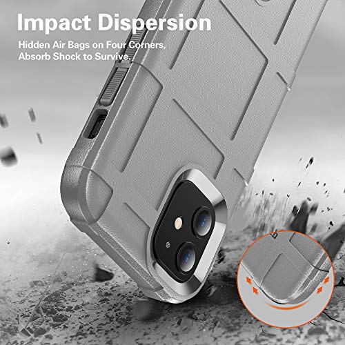 Rugged Shield TPU Thick Solid Armor Tactical Protective Case Compatible with iPhone 12 Mini (5.4 inches) - Concrete Grey - color: Concrete Grey, size: iPhone 12 mini