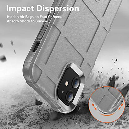 Rugged Shield TPU Thick Solid Armor Tactical Protective Case Compatible with iPhone 12 Mini (5.4 inches) - Concrete Grey - color: Concrete Grey, size: iPhone 12 mini