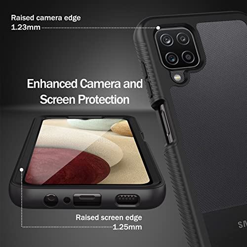 Compatible with Samsung Galaxy A12 Case, Built in Screen Protector Full Body Shockproof Slim Fit Bumper Protective Phone Cover for Samsung A12 Men Women-Black/Clear - size: Samsung A12