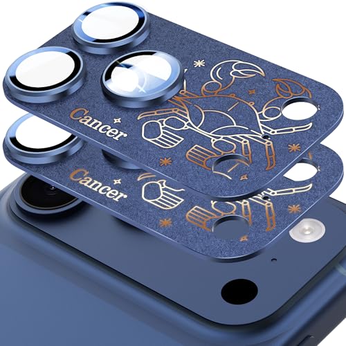 2 Pack Camera Lens Protector for iPhone 17 Pro Max,Cancer Pattern, AR 360-Degree Protection,Drop Protection,Anti Scratch Full-Coverage,Camera Transmfttance HD,Easy Installation,Dark Blue - color: Dark Blue/Cancer, size: for iPhone 17 Pro Max