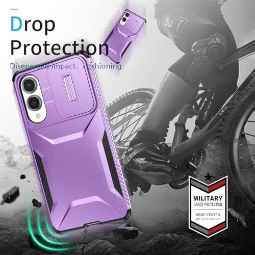 Asuwish Phone Case for Samsung Galaxy S25 Edge 5G with Screen Protector and Slide Camera Cover Rugged Hybrid Shockproof Protective Cell Accessories S25Edge 25S S 25 25Edge 6.66 2025 Women Men Purple - color: Purple