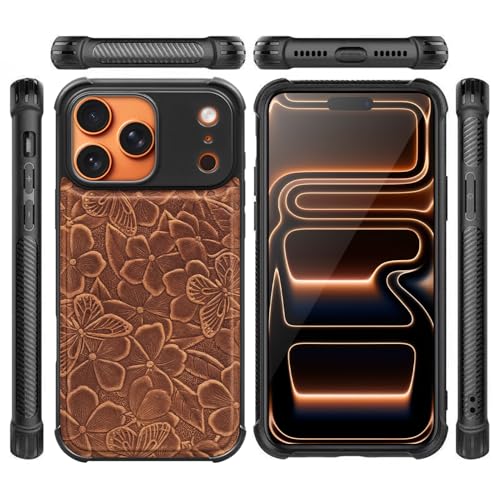Genuine Leather Wallet Case for iPhone 17 Pro, Brown | 2-in-1 Magnetic Detachable, Flip Folio Cover, Card Slots, RFID Blocking, Shockproof Protection - color: Brown, size: 17 Pro 6.3‘’