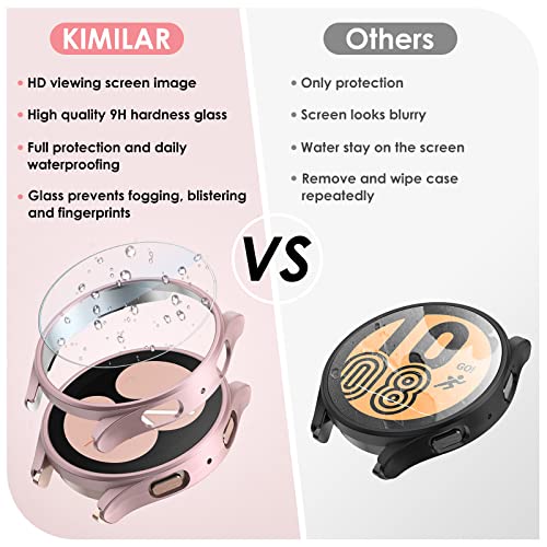 KIMILAR [5+5 Pack] Galaxy Watch FE/Galaxy Watch 5/Galaxy Watch 4 Screen Protector Case 40mm, Anti-Fog Tempered Glass and Hard PC Protective Bumper Compatible with Samsung Galaxy Watch FE/5/4 40mm