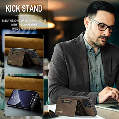 Leather Wallet Phone Cases Compatible with iPhone 14 Pro Max Case with Card Holder Men 6.7'' 2 in 1 Detachable Back Cover (Coffee,IP 14 Pro Max) - color: Coffee, size: IP 14 Pro Max