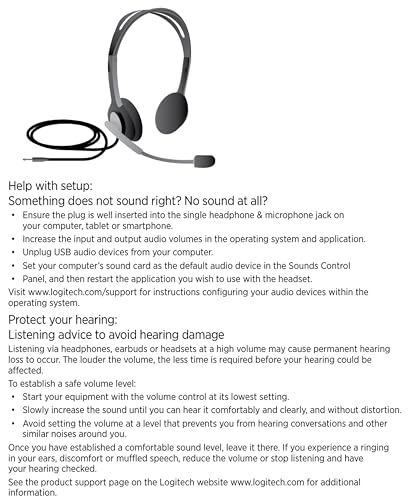 Logitech H111 Stereo Headset with 3.5 mm Audio Jack - Black