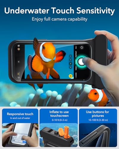 ESR Waterproof Phone Pouch for iPhone 13 Pro / 14 Pro / 15 Pro, Black | Underwater Touch Sensitivity, IPX8 Floating Waterproof Cellphone Case with Lanyard, Dry Bag for Snorkeling - color: Black