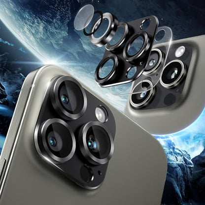 [2 Pack Camera Lens Protector for iPhone 13 Pro/13 Pro Max,9H Tempered Glass,Aviation Aluminum Plate Cover,Night Circle,No Bubble,HD Clarity,Case Friendly,Easy Installation-Black - size: for iPhone 13 Pro/13 Pro Max