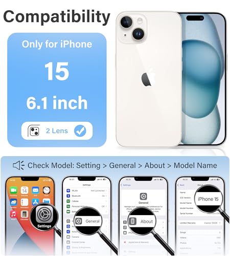 Vakoo Clear Case for iPhone 15, Anti-Yellowing | Hard Back with Military-Grade Drop Protection, Wireless Charging Compatible - color: Transparent, size: iPhone 15