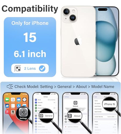 Vakoo Clear Case for iPhone 15, Anti-Yellowing | Hard Back with Military-Grade Drop Protection, Wireless Charging Compatible - color: Transparent, size: iPhone 15