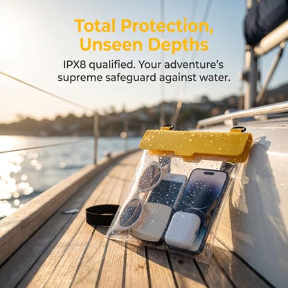 Waterproof Phone Pouch 2.6L Large Capacity Dry Bag with Sensitive Touch Screen 3-Layer Seal Underwater Case for Beach Snorkeling Rafting-Yellow - color: Yellow