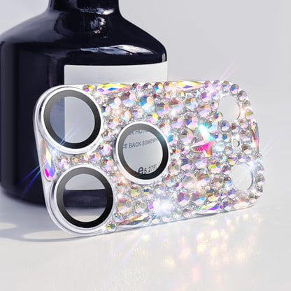 Bling Diamond Camera Lens Protector Compatible with iPhone 17 Pro, Metal Glitter Gem Camera Cover，9H Tempered Glass lens full Screen Sparkle Rhinestone Protector - size: for iPhone 17 Pro