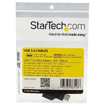 StarTech USB Type-C to USB 3.0/2.0 Adapter, 2-Year Warranty - size: Adapter, style: USB 3.0 - C to A