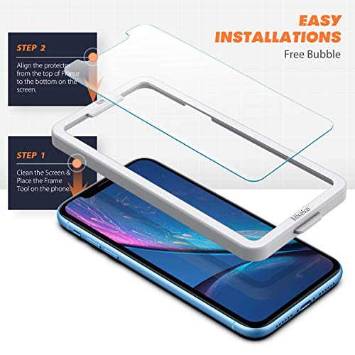 Mkeke Screen Protector for iPhone 11/XR, 3 Pack Tempered Glass | [9H Hardness] [Easy Installation Frame] [Sensitive Touch] [HD Clear] for 6.1 inch - size: iPhone 11/XR 6.1 Inch