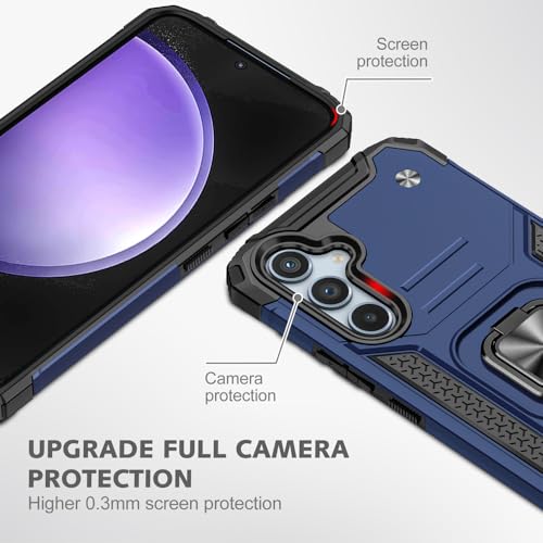 for Samsung S23 FE Case: S23 FE Case with Screen Protector: (Heavy Duty) Military Grade 360° Rotatable Kickstand Shockproof Protective Cases for Samsung Galaxy S23 FE (Blue) - color: Samsung S23 FE Case Blue