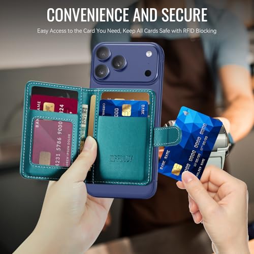 for Magsafe Magnetic Phone Wallet Card Holder, Elegant Green - color: Elegant Blue Green