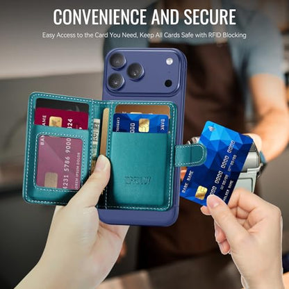 for Magsafe Magnetic Phone Wallet Card Holder, Elegant Green - color: Elegant Blue Green