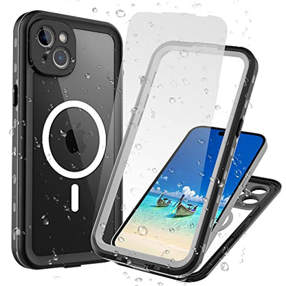 Full Body Case for iPhone 14 Plus 6.7 Inch,Waterproof DirtProof DropProof Snowproof Anti-Scratch Magnetic Clear Rugged Built-in Screen Protector Heavy Protect,Black-Gray - size: iPhone 14 Plus 6.7inch