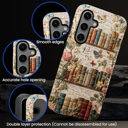 Compatible with Samsung Galaxy S23 FE Case,Glossy Case All-Round Protection Shockproof Anti-Scratches TPU Cover,Cases for Man Woman-Antique Bookshelf - color: Antique Bookshelf, size: Galaxy S23 FE