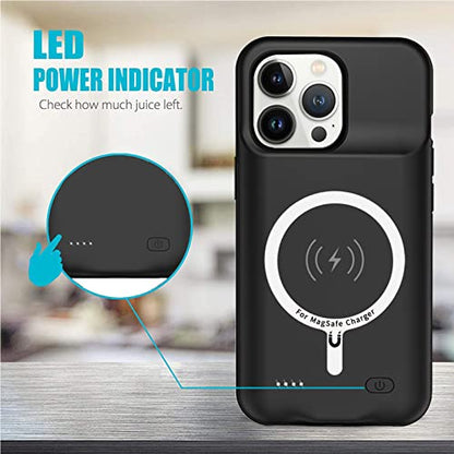Battery Case for iPhone 13 Pro Max, Full Encircle 12000mAh High Capacity Rechargeable Portable Charger Case Extended Battery Compatible with iPhone 13 Pro Max (6.7 inch) Wireless Charging Case-Black - size: iPhone 13 Pro Max